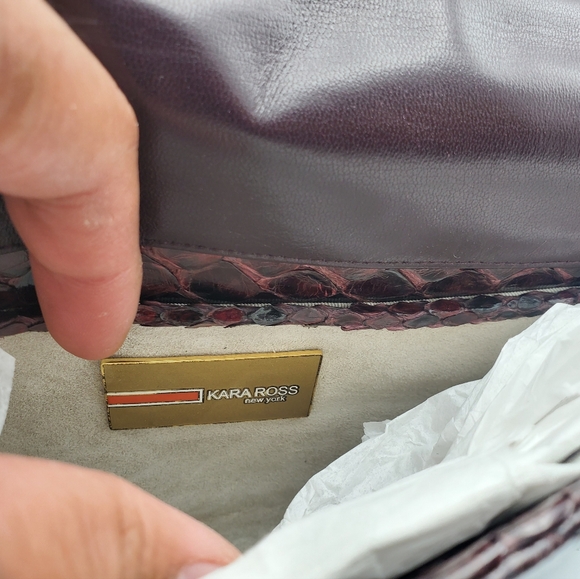 Kara Ross Bag, Wine/ Burgundy in Color, Python Snakeskin, Pre-owned, Beautiful! - Picture 3 of 4